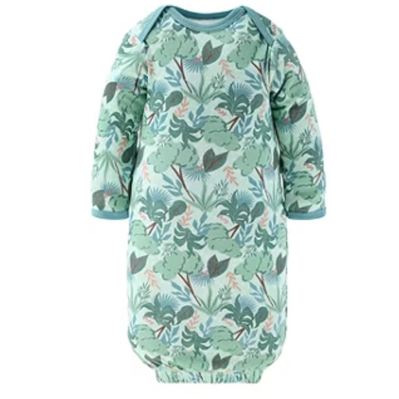 The Peanut Shell Size 0-3 Month Gown Long Sleeve Wild Jungle Print - Picture 1 of 5